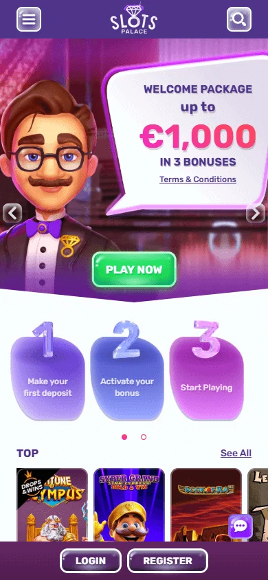 Slotspalace Casino games on a mobile browser
