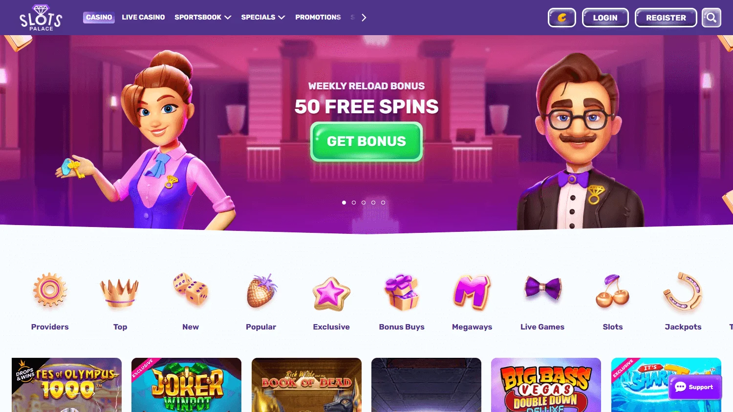 Slotspalace Casino desktop casino game selection