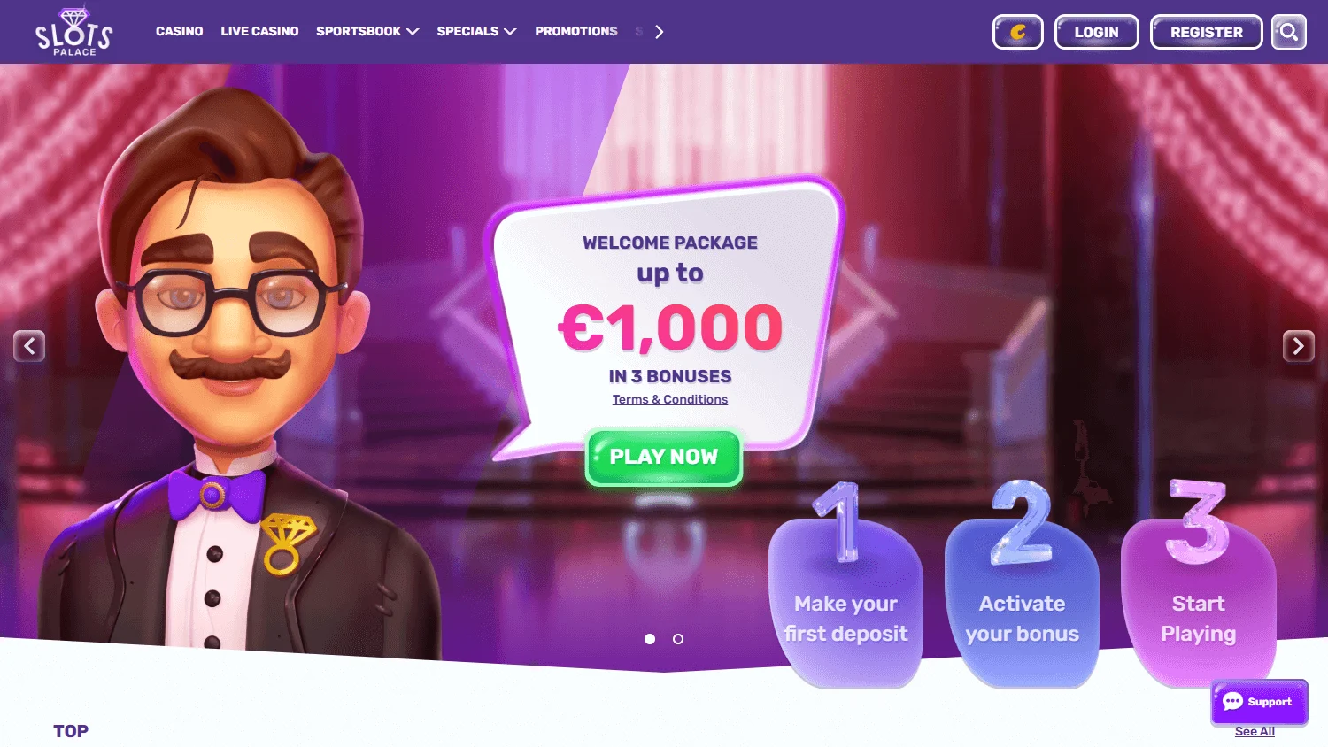 Slotspalace Casino desktop games catalogue